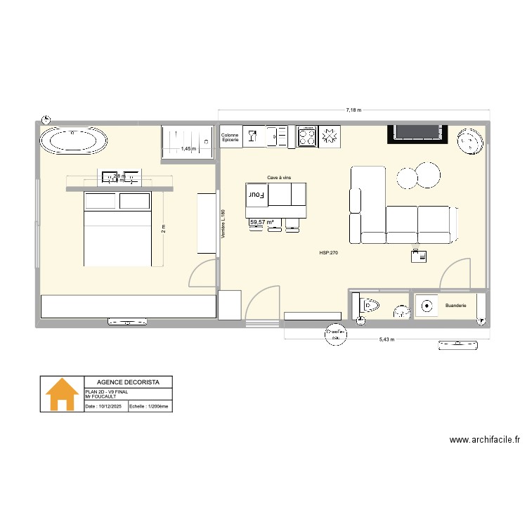 2D_V9_FINAL_PAUL. Plan de 1 pièce et 60 m2