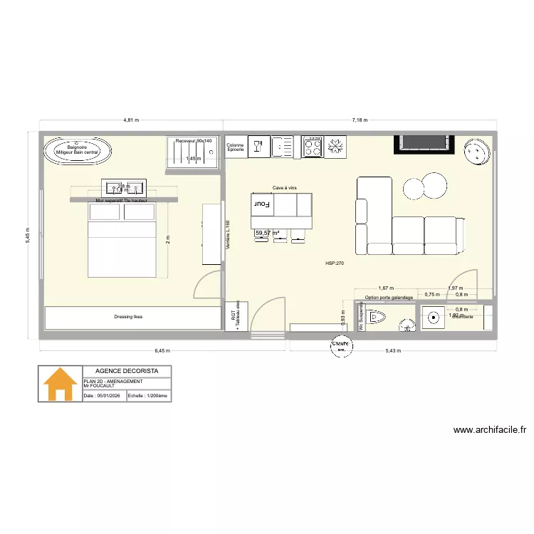 2D_V9_FINAL_PAUL. Plan de 1  et 60 m²