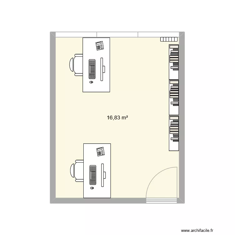 bureau 1. Plan de 1  et 17 m²