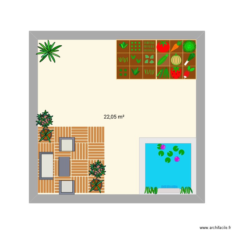 0508. Plan de 1 pièce et 22 m2