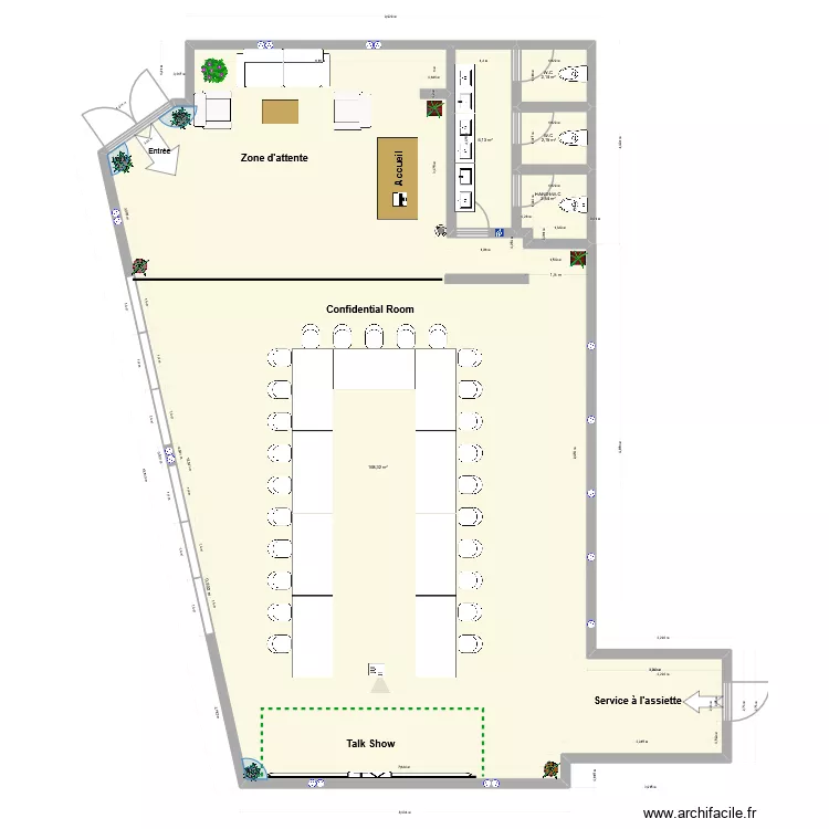 Salle de S&eacute;minaire. Plan de 5  et 181 m²