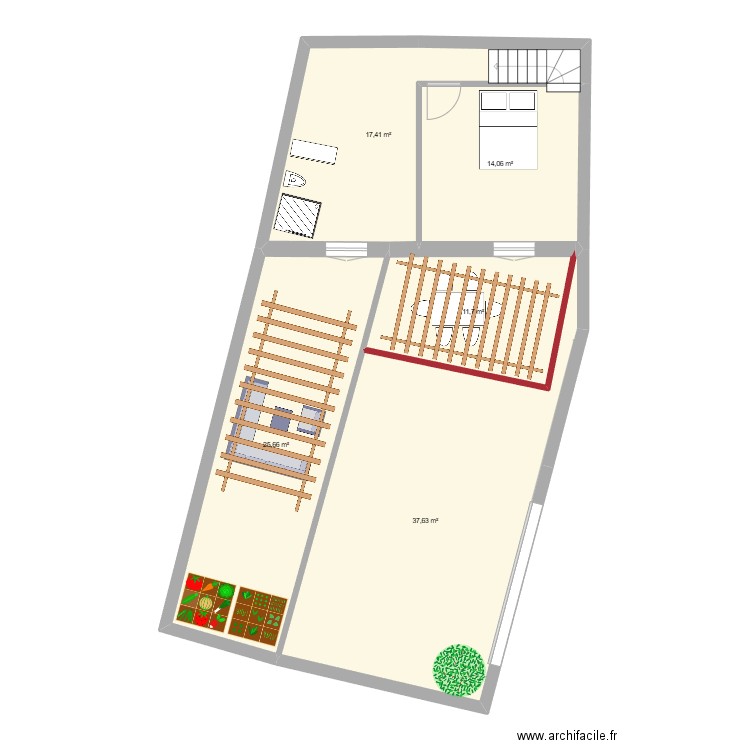 Tours étage. Plan de 5 pièces et 106 m2