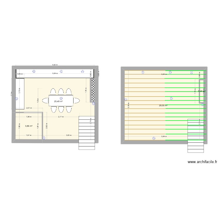 ATELIER. Plan de 5 pièces et 60 m2
