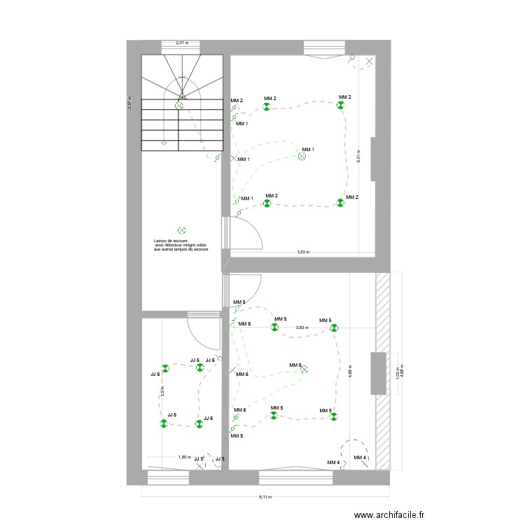 2 ième étage éclairage. Plan de 0 pièce et 0 m2