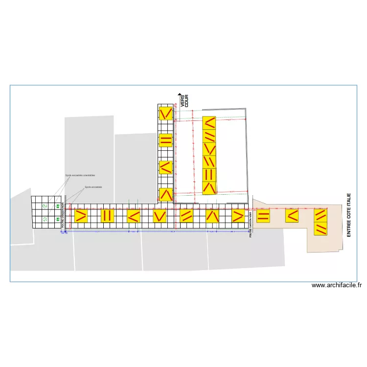 clermont eclairage maille jaune. Plan de 