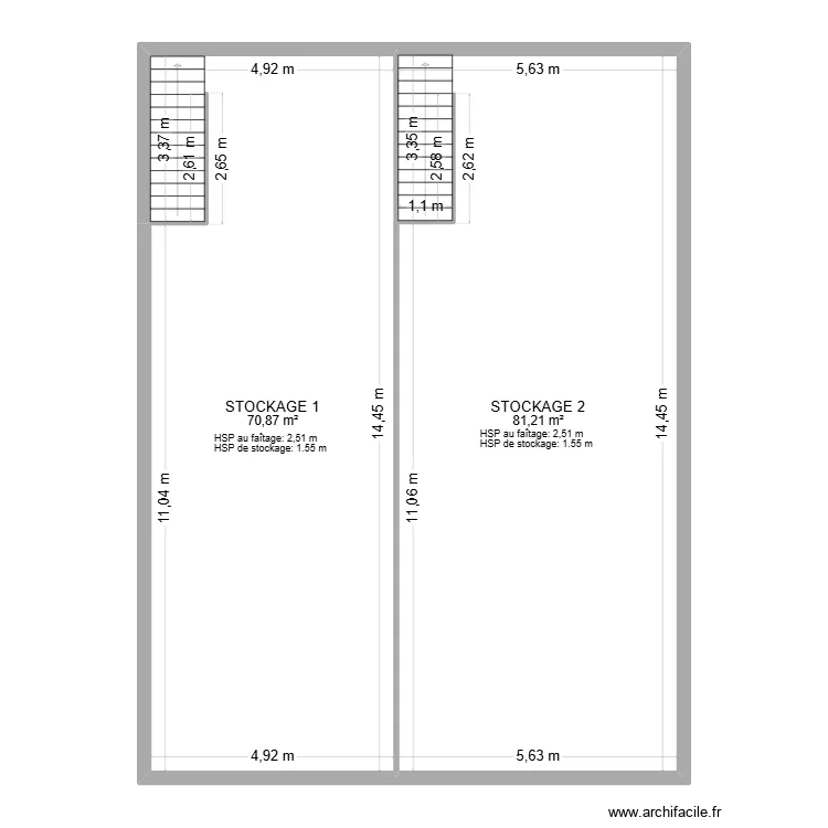 LOCAL \"MOB\" R+1. Plan de 2  et 152 m²