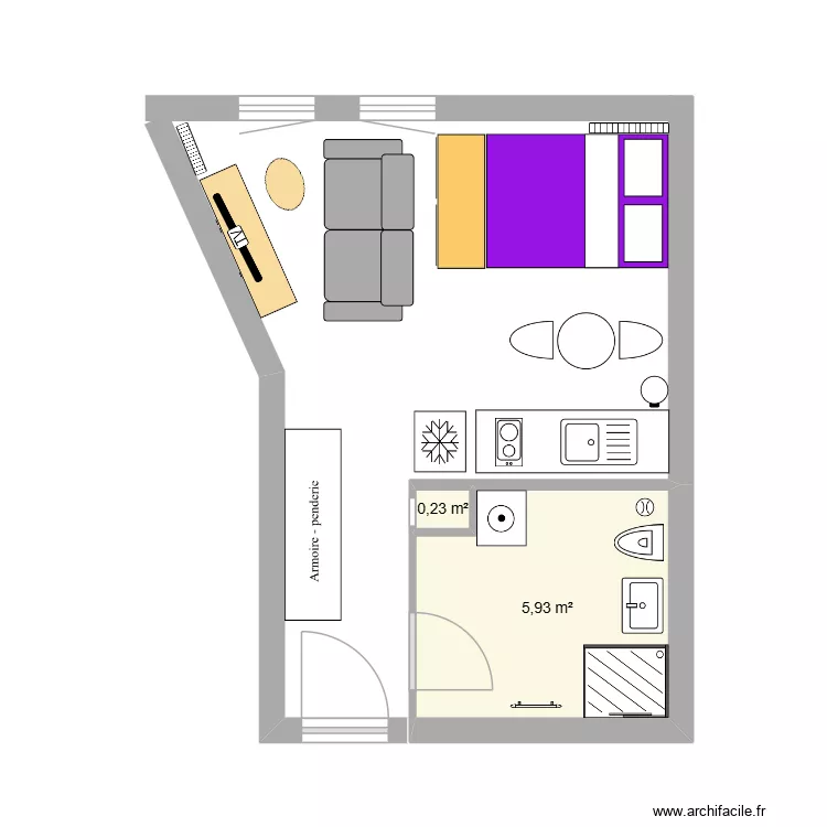 Appartement Claire. Plan de 2  et 6 m²