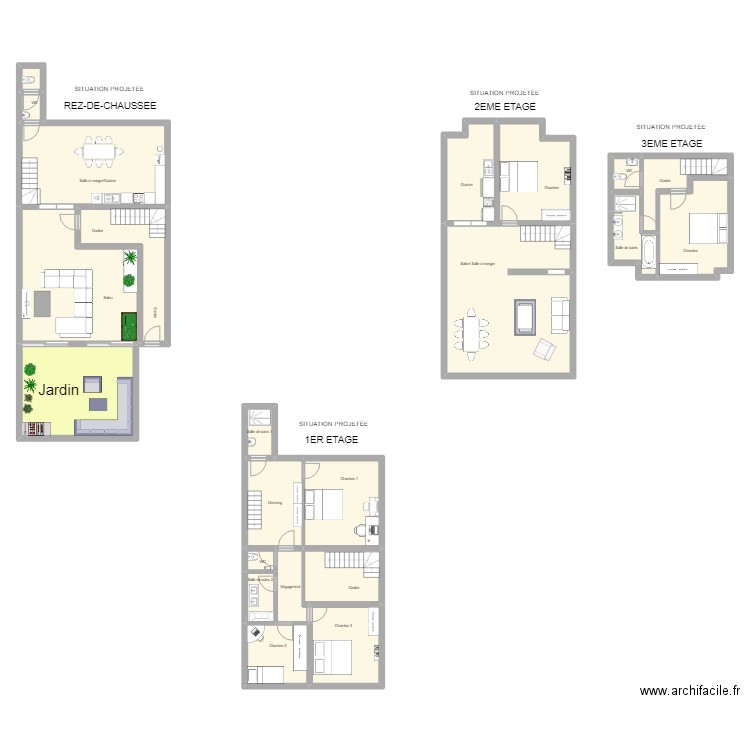 CERISIERS. Plan de 21 pièces et 291 m2