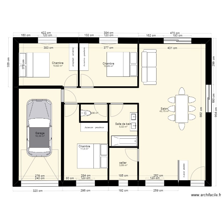 client nabaes Lefevre. Plan de 8 pièces et 103 m2