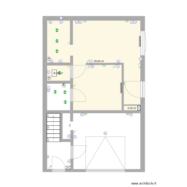RDC NORDLINGER. Plan de 3 pièces et 28 m2