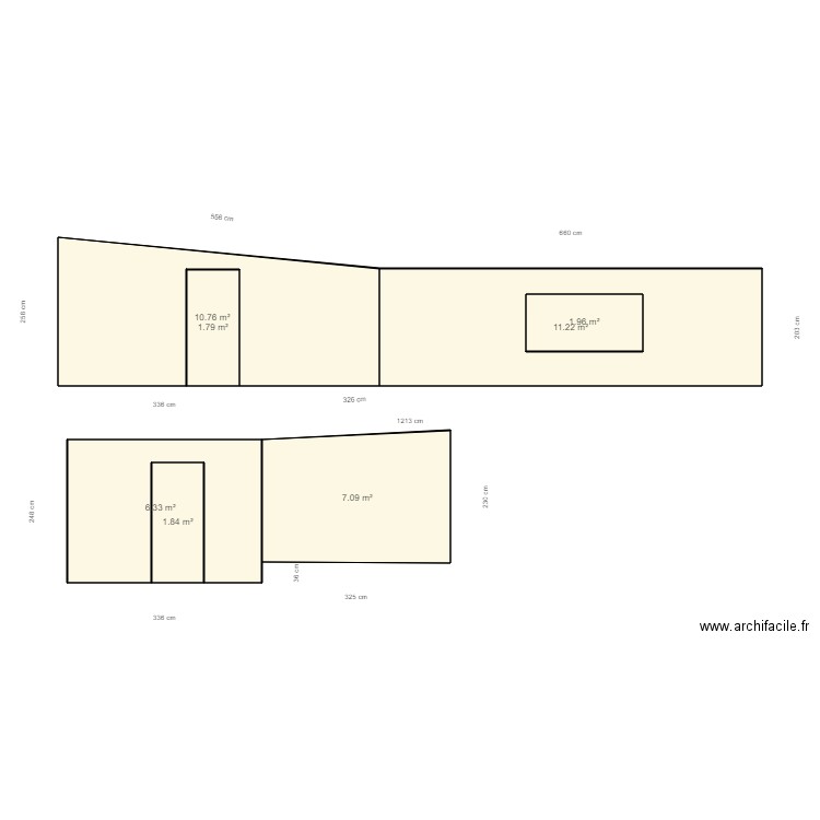 rubujent thuir. Plan de 7 pièces et 43 m2