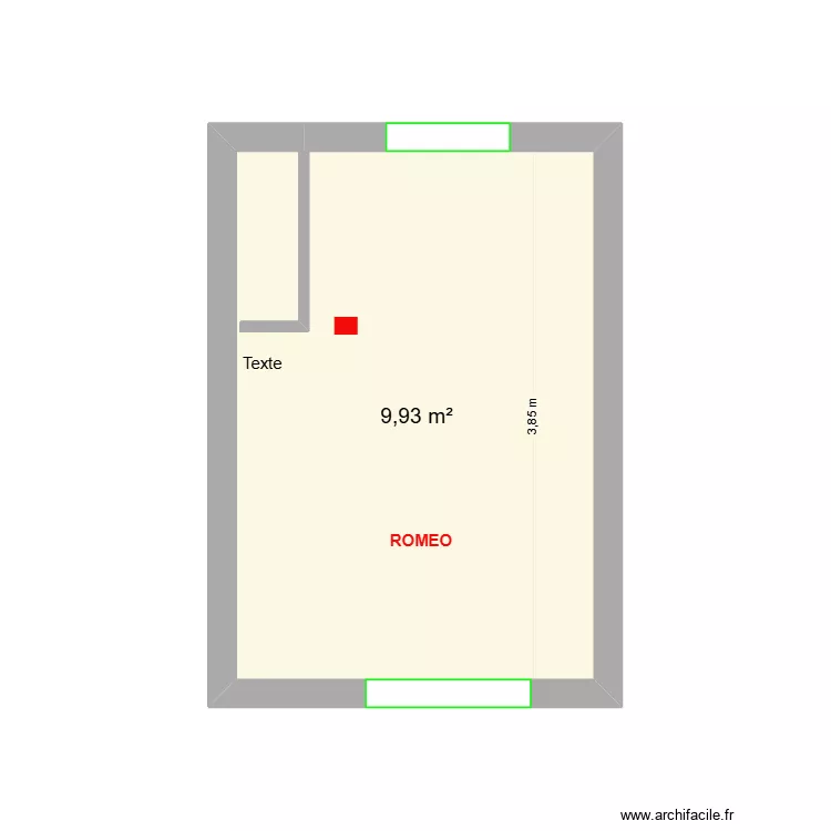 ROMEO. Plan de 1  et 10 m²
