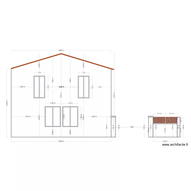 facade sud apres v2. Plan de 