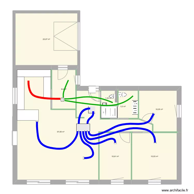 Maman 2. Plan de 8  et 130 m²