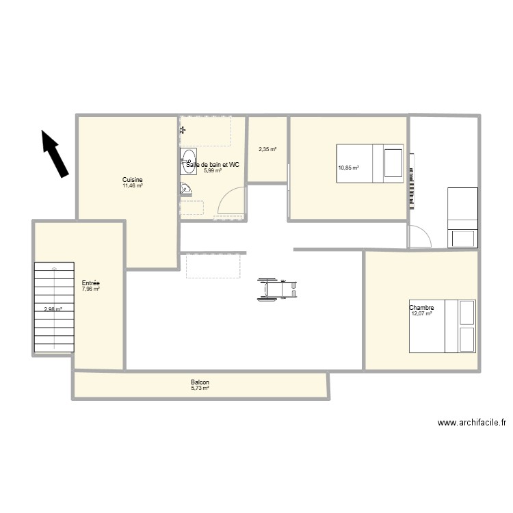 fdr. Plan de 8 pièces et 59 m2