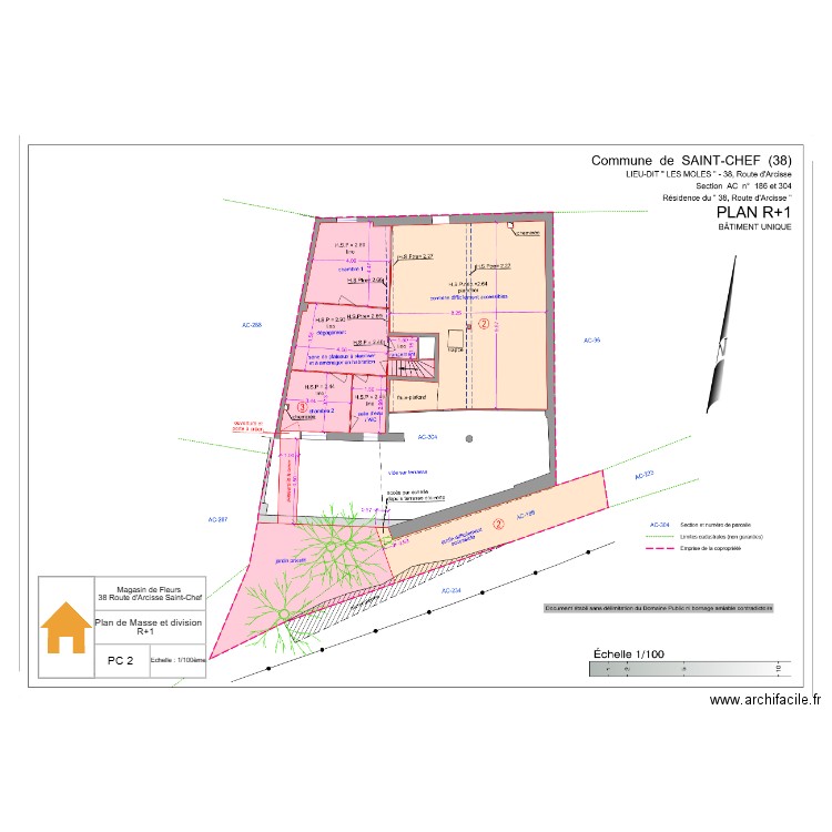 PC 2 Plan de Masse et division R+1. Plan de 0 pièce et 0 m2