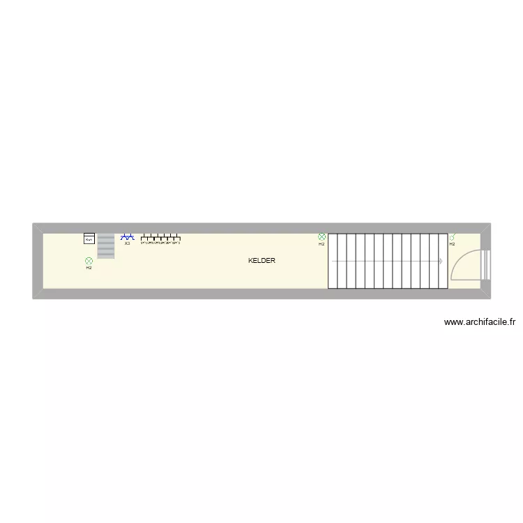CAVE. Plan de 1  et 18 m²