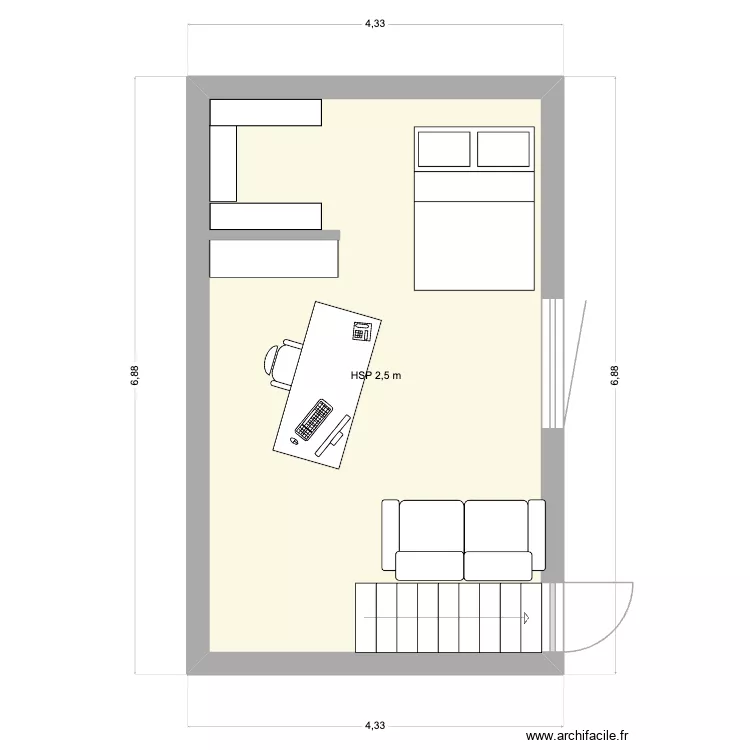 Bureau David v2. Plan de 1  et 24 m²