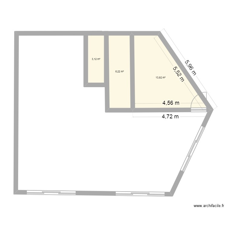 BOUZGENE. Plan de 3 pièces et 23 m2