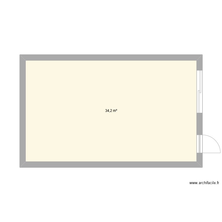 loc. Plan de 1 pièce et 34 m2