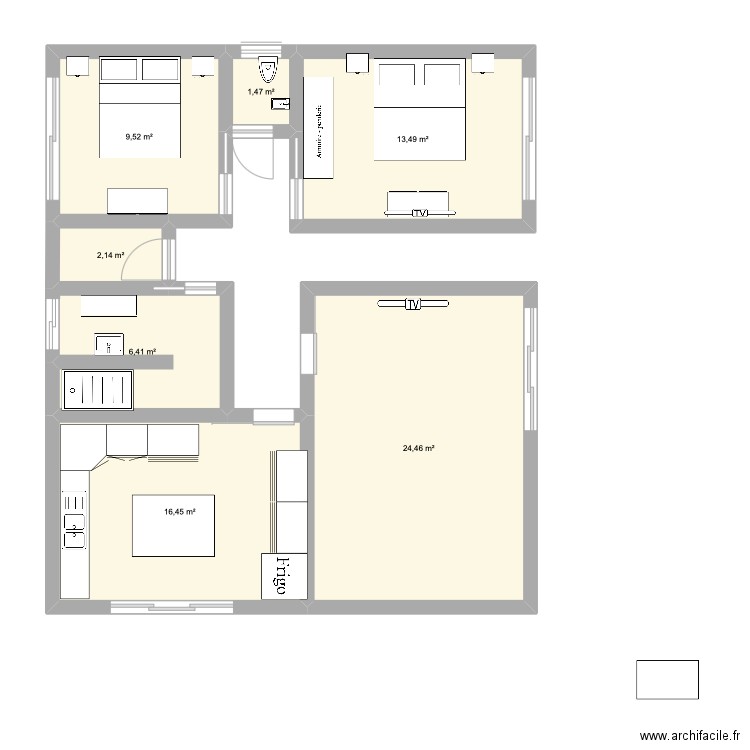 maison djerba. Plan de 7 pièces et 74 m2