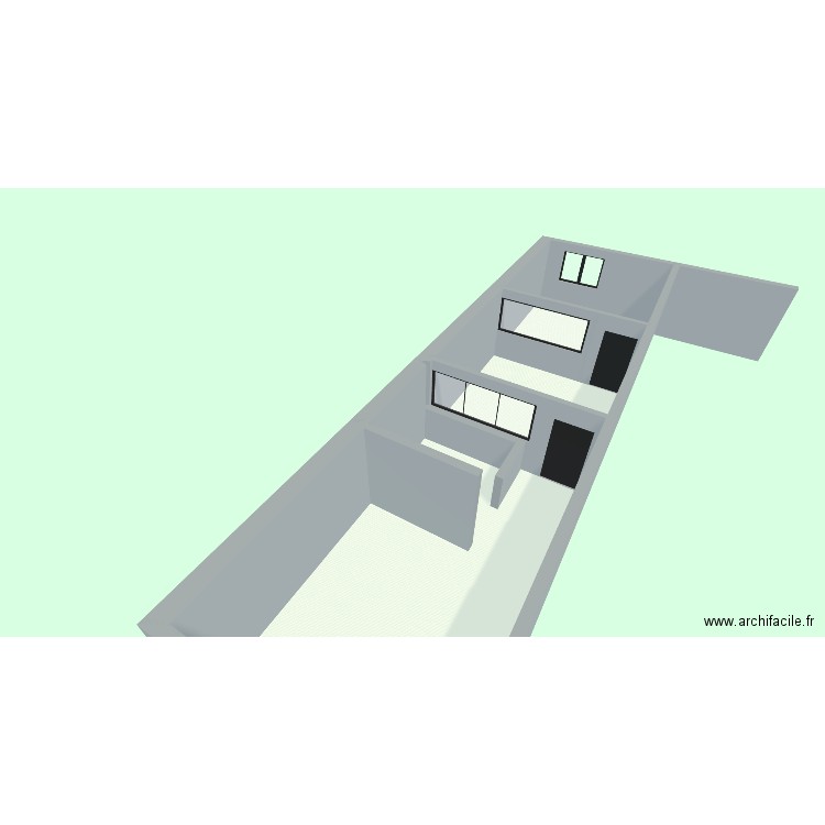 amenagement bureau. Plan de 3 pièces et 71 m2