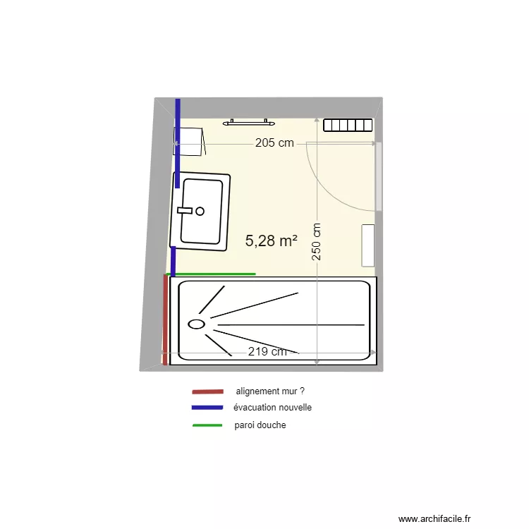 Salle d'eau avec douche rénov 02. Plan de Salle d'eau avec douche rénov 02. Plan de