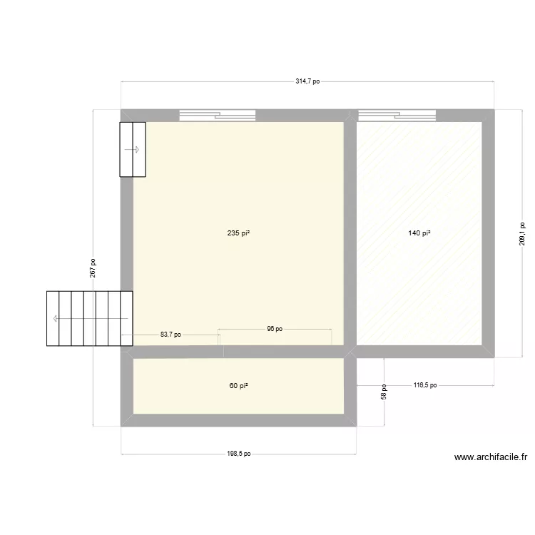 Galerie Couverte Stef. Plan de 3  et 40 m²