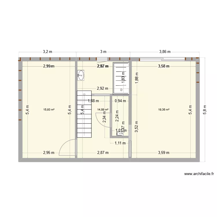 agrandissement-1. Plan de 3  et 50 m²