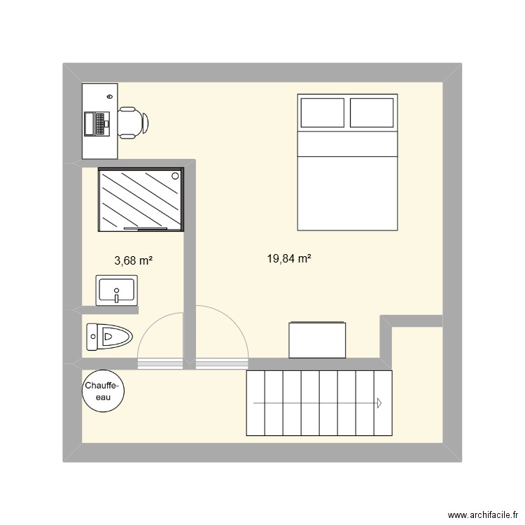 PETISSOU STUDIO. Plan de 2 pièces et 24 m2