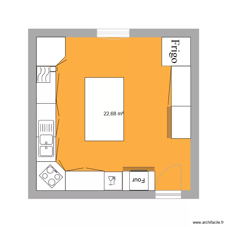 cuisine dry. Plan de 1  et 23 m²
