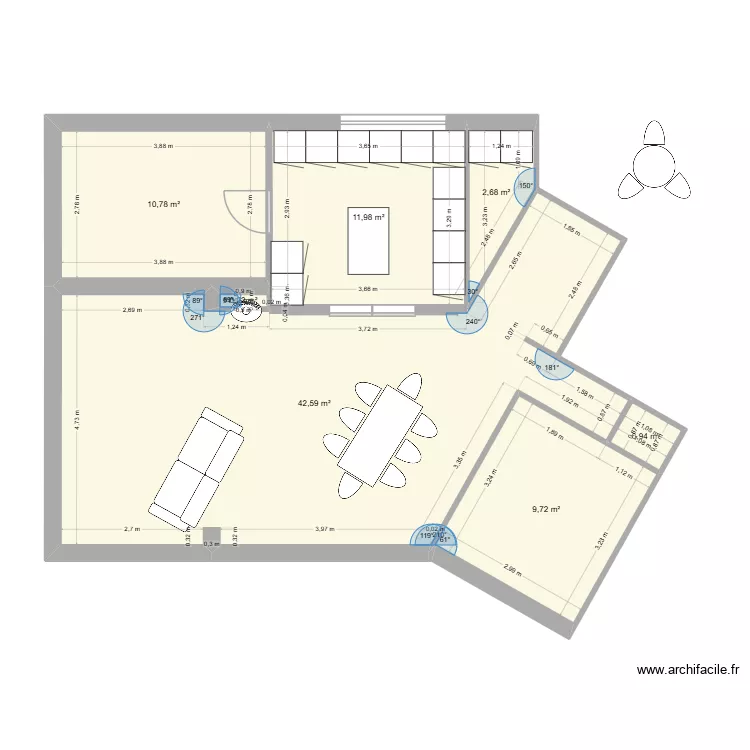 Maison Grisolles - A01c. Plan de 7 et 79 m² Maison Grisolles - A01c. Plan de 7 et 79 m²