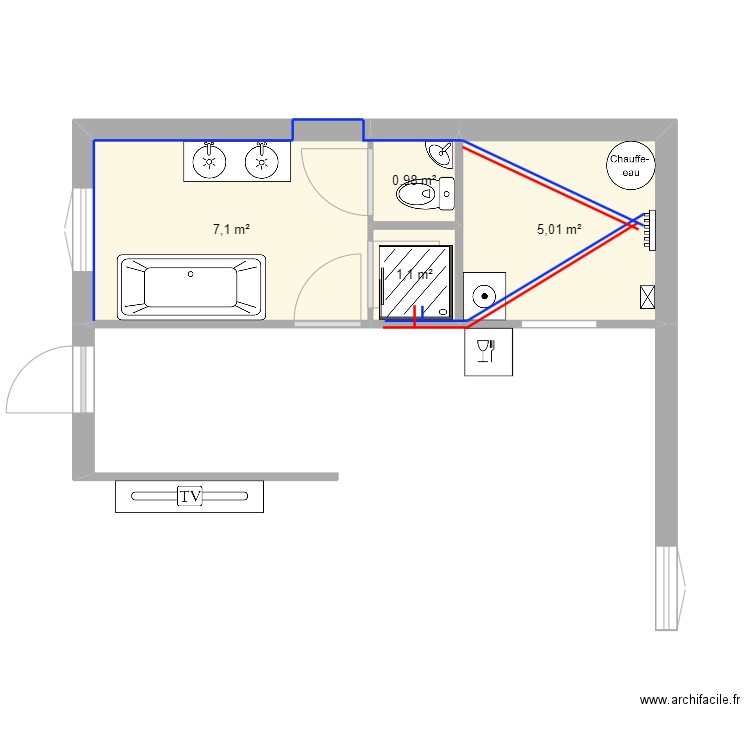 S. Laurent RdC V2. Plan de 4 pièces et 14 m2