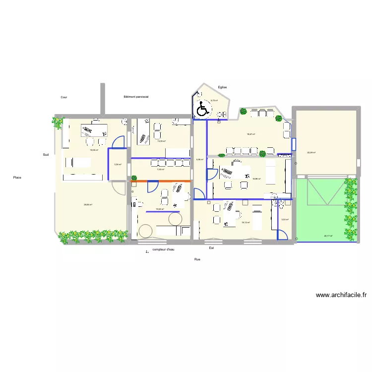 plan d\'&eacute;vacuation. Plan de 16  et 317 m²