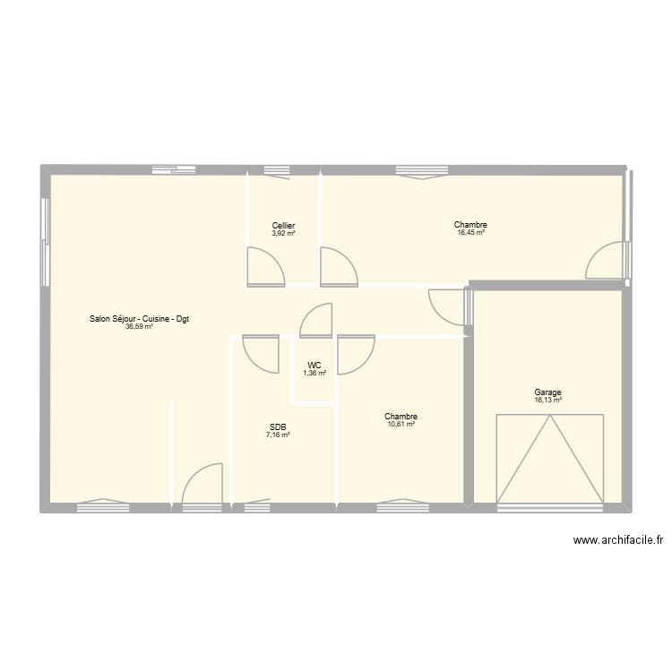 PROJET départ. Plan de 7 pièces et 92 m2