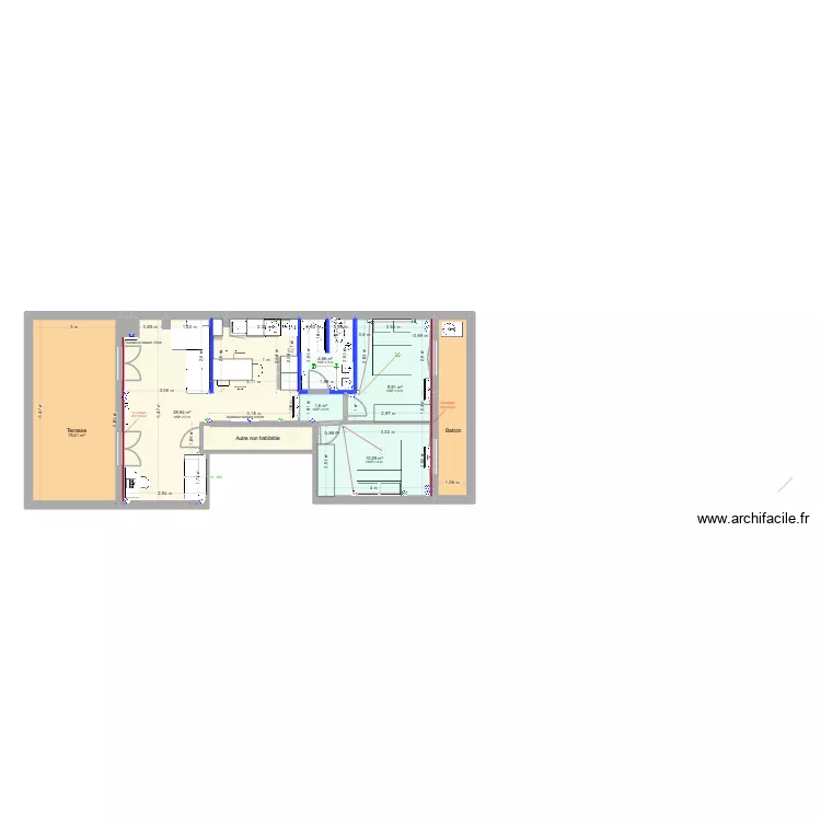 R5 PROJET - Version T3 V3. Plan de 8  et 86 m²