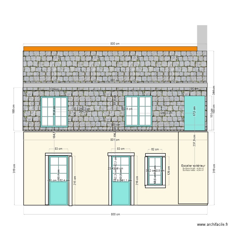 facade ardoise fenêtres d'origine .. Plan de 0 pièce et 0 m2
