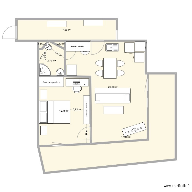 Appt Armand. Plan de 7 pièces et 64 m2