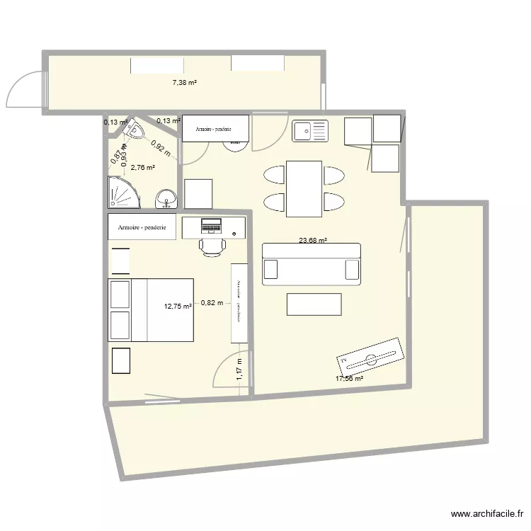 Appt Armand. Plan de 7 pièces et 64 m²