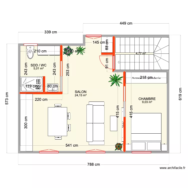 PLAN R+2 renov&eacute;. Plan de 
