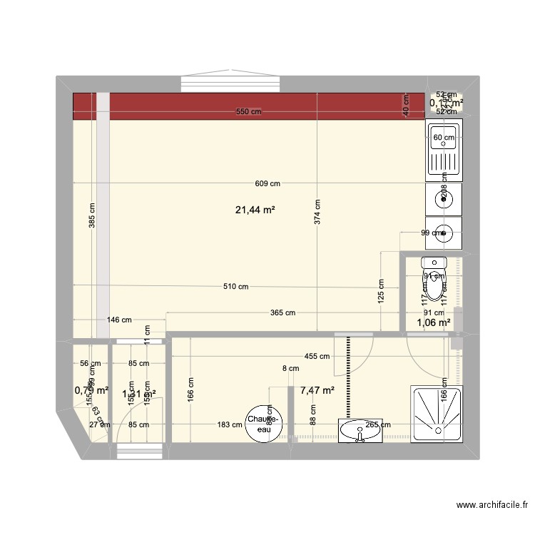 STUDIO. Plan de 6 pièces et 32 m2