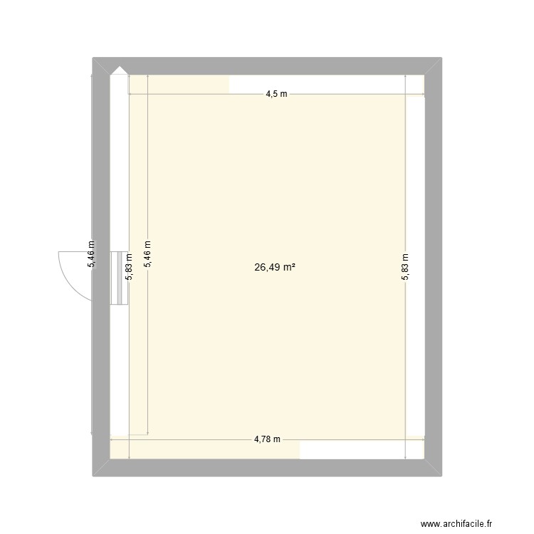salon. Plan de 1 pièce et 26 m2
