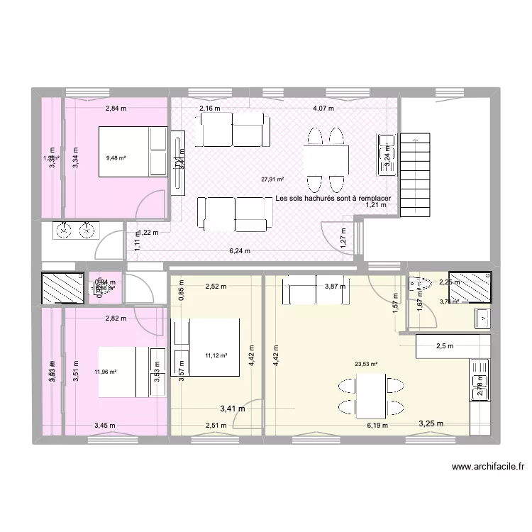 premier étage renov V4. Plan de 8 et 91 m² premier étage renov V4. Plan de 8 et 91 m²