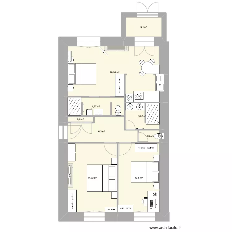 Appartement modifier bis. Plan de 