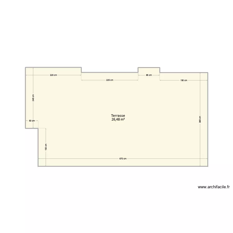 Solley - Terrasse. Plan de 1  et 26 m²