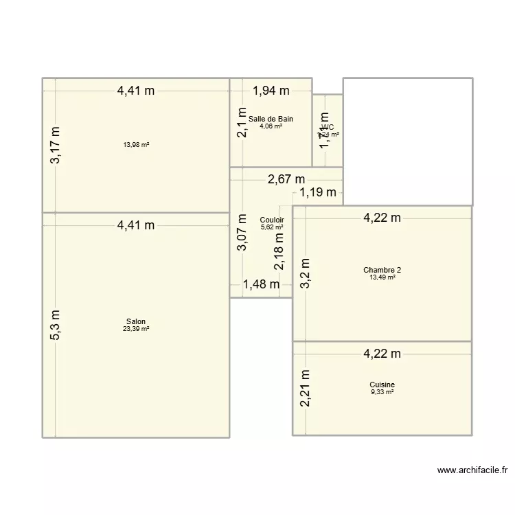 Godillot 2. Plan de 7 Pièces et 71 m²
