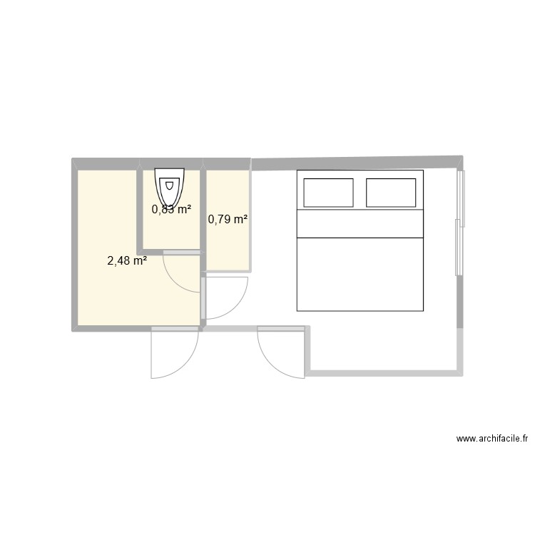 LEFORT. Plan de 3 pièces et 4 m2