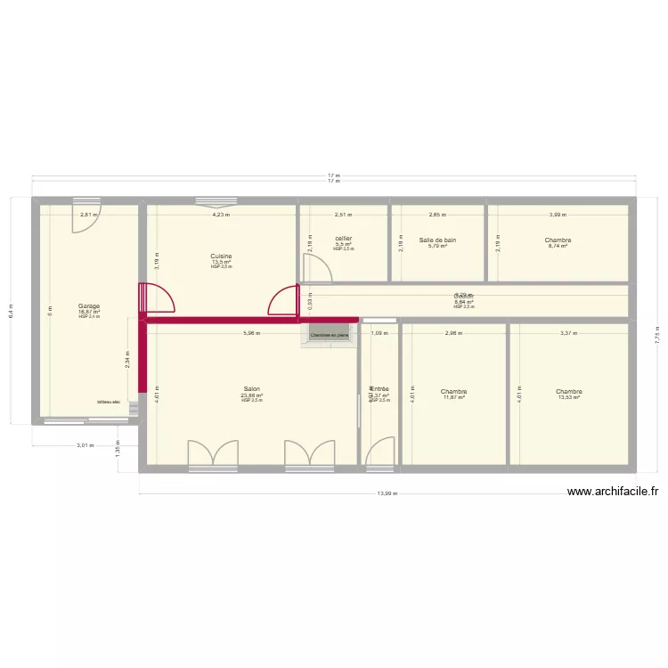 Lescouzeres. Plan de 10  et 113 m²