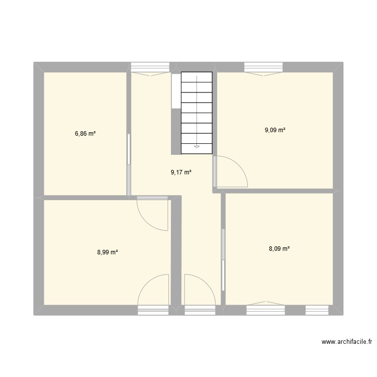 R+1. Plan de 5 pièces et 42 m2