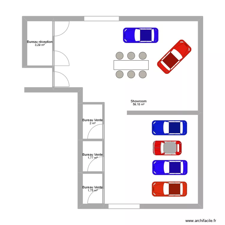 Plan réception/showroom. Plan de 5 Pièces et 68 m² Plan réception/showroom. Plan de 5 Pièces et 68 m²